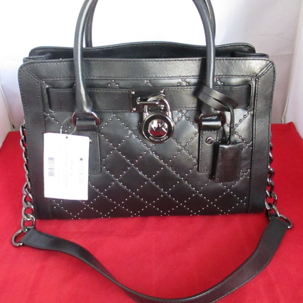 Michael Kors Hamilton Micro Stud E / W Satchel $398 Black #026 - Picture 7 of 15